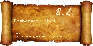 Bamberger Lehel névjegykártya